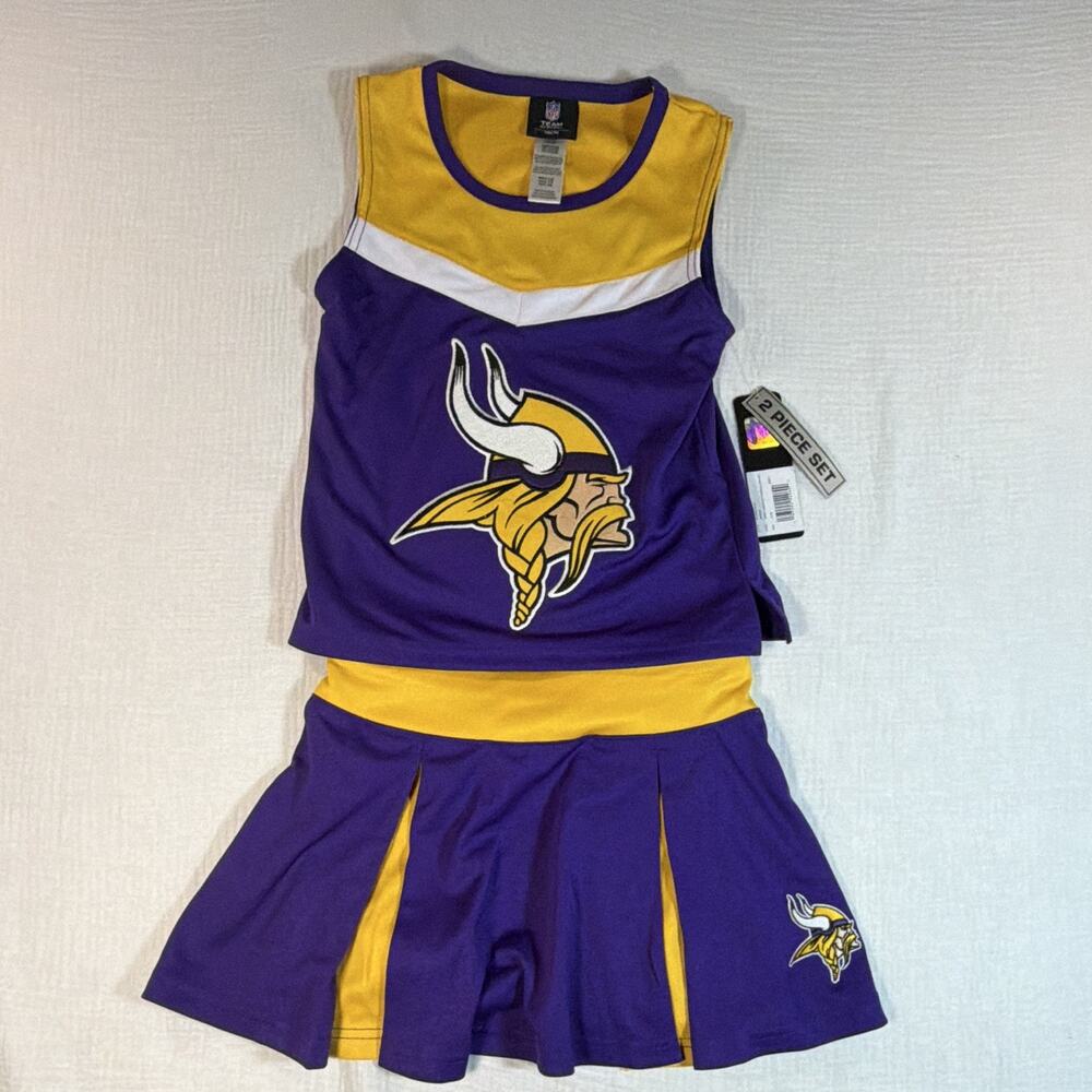 Nfl Minnesota Vikings Cheerleader Two Piece Set Youth Small 7/8 Embroidered